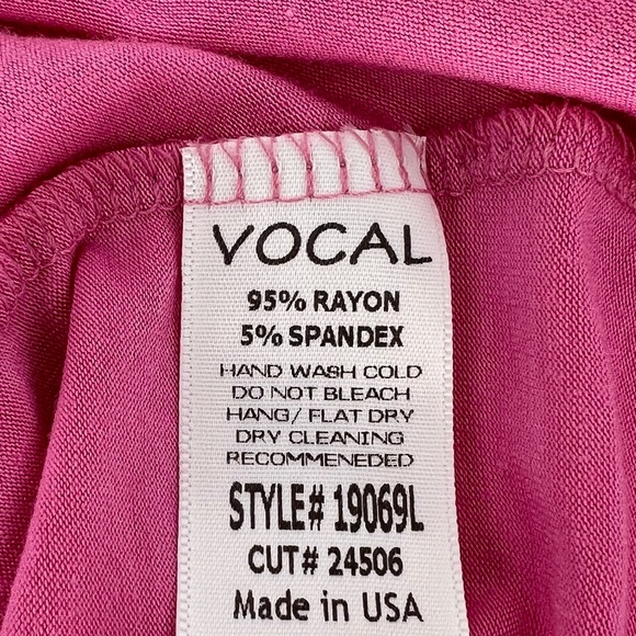 Vocal Top Womens Pink Long Sleeve Cut Out Neckline with Rhinestones Soft Stretch - Picture 10 of 10